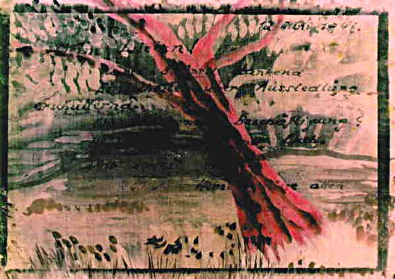landscape (06/12/47),  18.5x26inch, photo technique on painting on carton